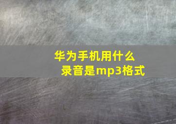 华为手机用什么录音是mp3格式