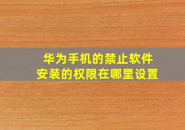 华为手机的禁止软件安装的权限在哪里设置