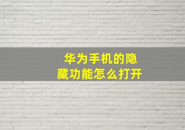 华为手机的隐藏功能怎么打开