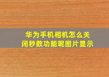 华为手机相机怎么关闭秒数功能呢图片显示