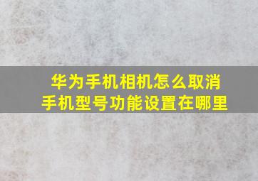 华为手机相机怎么取消手机型号功能设置在哪里