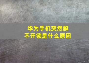 华为手机突然解不开锁是什么原因