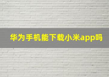 华为手机能下载小米app吗