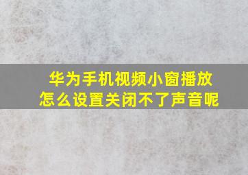 华为手机视频小窗播放怎么设置关闭不了声音呢