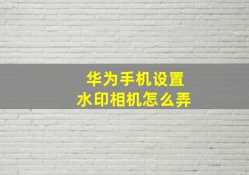 华为手机设置水印相机怎么弄