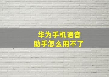 华为手机语音助手怎么用不了