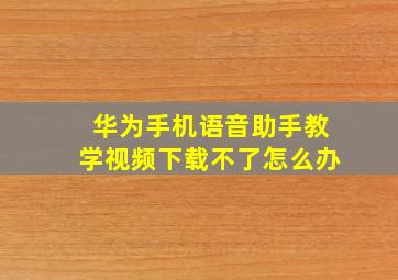 华为手机语音助手教学视频下载不了怎么办