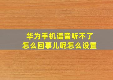 华为手机语音听不了怎么回事儿呢怎么设置