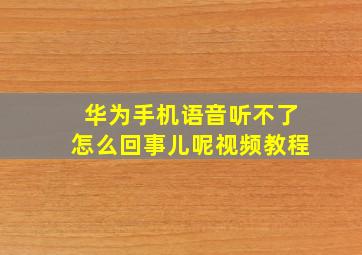 华为手机语音听不了怎么回事儿呢视频教程