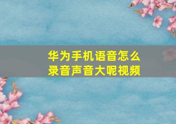 华为手机语音怎么录音声音大呢视频