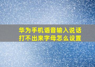 华为手机语音输入说话打不出来字母怎么设置