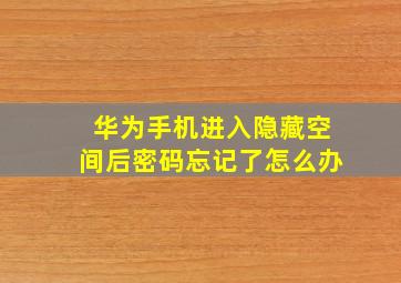 华为手机进入隐藏空间后密码忘记了怎么办