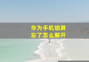 华为手机锁屏忘了怎么解开