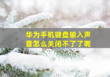 华为手机键盘输入声音怎么关闭不了了呢