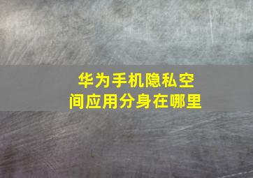 华为手机隐私空间应用分身在哪里