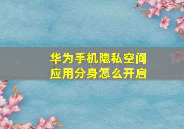 华为手机隐私空间应用分身怎么开启