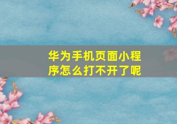 华为手机页面小程序怎么打不开了呢