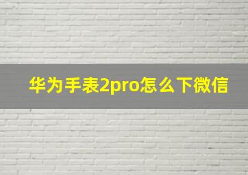 华为手表2pro怎么下微信