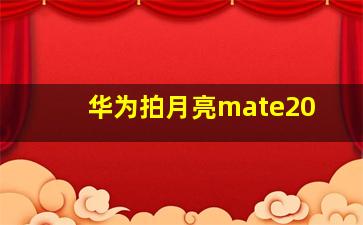 华为拍月亮mate20