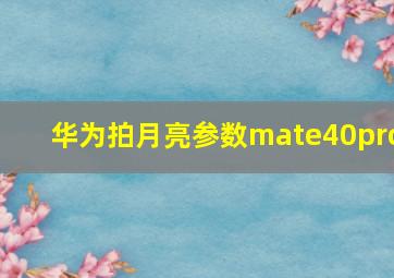 华为拍月亮参数mate40pro