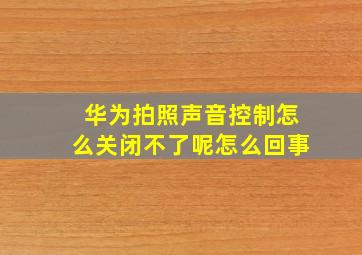 华为拍照声音控制怎么关闭不了呢怎么回事