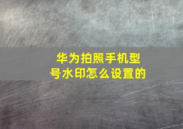 华为拍照手机型号水印怎么设置的