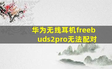 华为无线耳机freebuds2pro无法配对