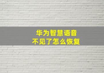 华为智慧语音不见了怎么恢复