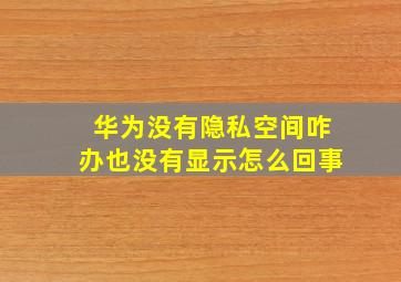 华为没有隐私空间咋办也没有显示怎么回事