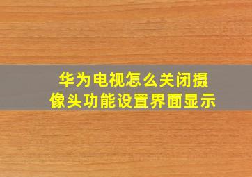 华为电视怎么关闭摄像头功能设置界面显示