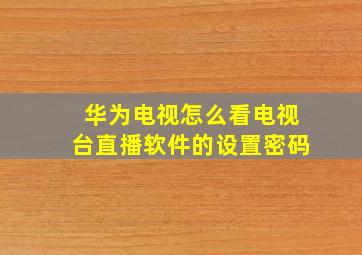 华为电视怎么看电视台直播软件的设置密码