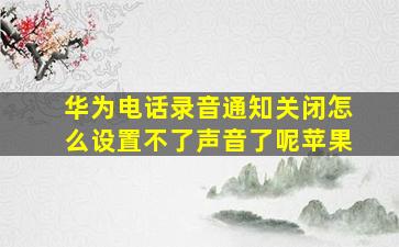 华为电话录音通知关闭怎么设置不了声音了呢苹果