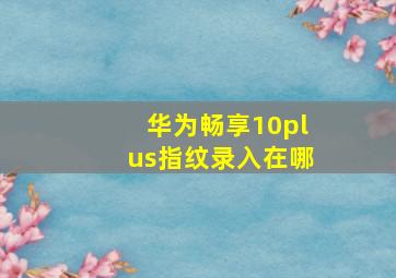 华为畅享10plus指纹录入在哪