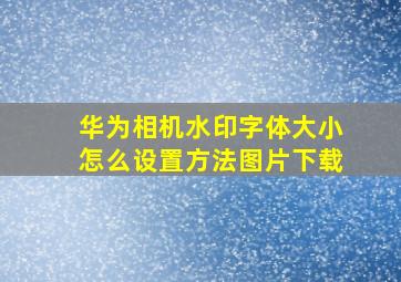 华为相机水印字体大小怎么设置方法图片下载