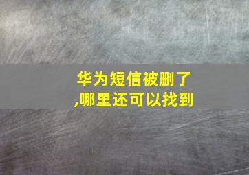 华为短信被删了,哪里还可以找到