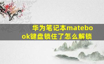 华为笔记本matebook键盘锁住了怎么解锁