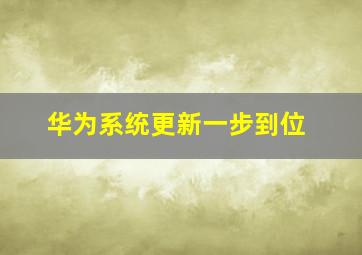 华为系统更新一步到位