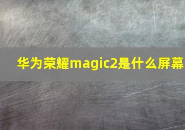 华为荣耀magic2是什么屏幕