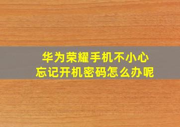 华为荣耀手机不小心忘记开机密码怎么办呢