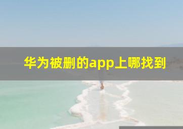 华为被删的app上哪找到