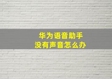 华为语音助手没有声音怎么办