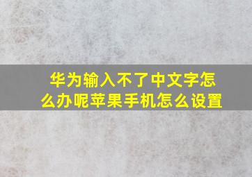 华为输入不了中文字怎么办呢苹果手机怎么设置