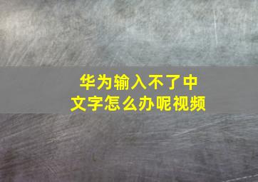 华为输入不了中文字怎么办呢视频