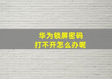 华为锁屏密码打不开怎么办呢