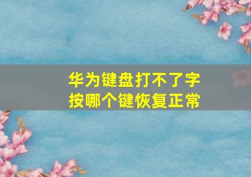 华为键盘打不了字按哪个键恢复正常