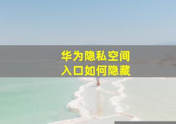 华为隐私空间入口如何隐藏