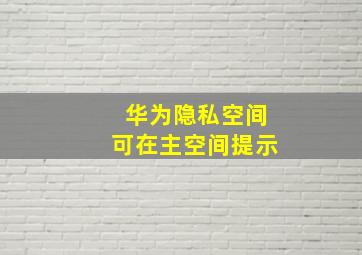 华为隐私空间可在主空间提示