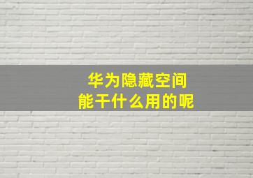 华为隐藏空间能干什么用的呢