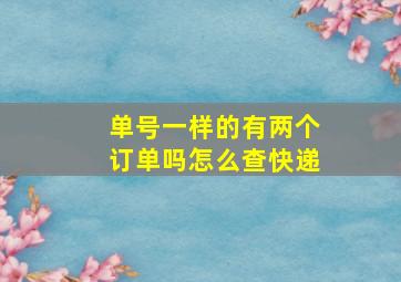 单号一样的有两个订单吗怎么查快递