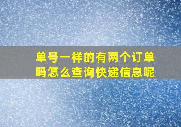 单号一样的有两个订单吗怎么查询快递信息呢